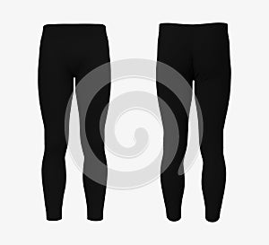 Blank leggings mockup, front and side views. Sweatpants.