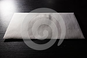 Blank Letter Envelope Template White Paper Texture Background Desk