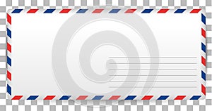 Blank letter template of Santa Claus on transparent background. Envelope for writing airmail