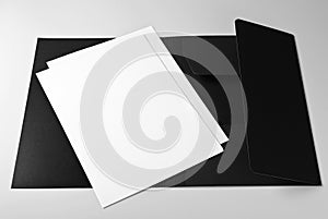 Blank letterheads and folder