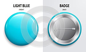 Blank light blue glossy badge or button.