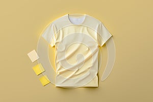 A blank light yellow polo T shirt, mock up style. AI Generated