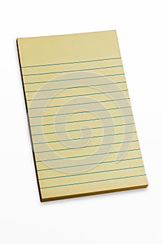 Blank Lined Yellow Notepad on White