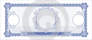 Blank for making banknotes with space for one portrait blue