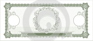 Blank for making banknotes with space for one portrait green