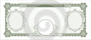 Blank for making banknotes with space for two portraits green