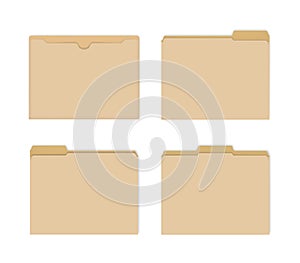 Blank manila file jackets with various cut tabs  vector mockup set