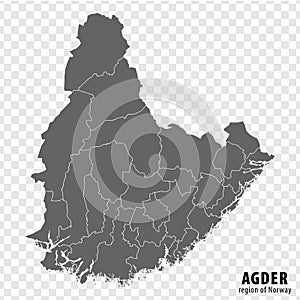 Blank map Agder County of Norway. High quality map Agder County on transparent background photo