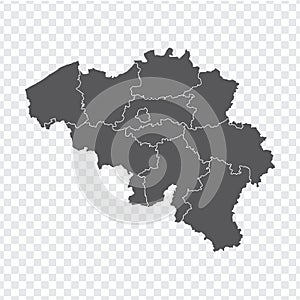 Blank map Belgium. High quality map Belgium with provinces on transparent background for your web site design, logo, app, UI.