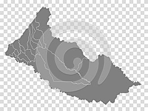 Blank map Caqueta of Colombia. High quality map Caqueta with municipalities on transparent background for your web site design, lo photo