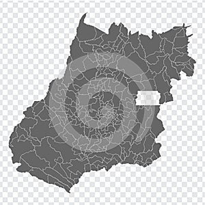 Blank map Goias of Brazil. High quality map Goias with municipalities on transparent background for your web site design, logo, ap