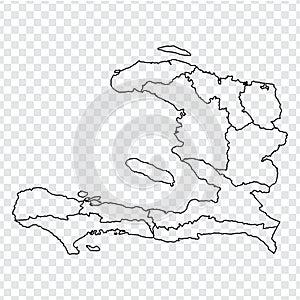 Blank map Haiti. High quality map of  Haiti with provinces on transparent background for your web site design, logo, app, UI.