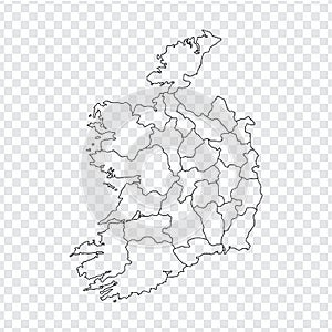 Blank map Ireland. High quality map Ireland with provinces on transparent background for your web site design, logo, app, UI.
