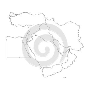 Blank map of Middle East, or Near East. Simple flat outline vector ilustration photo