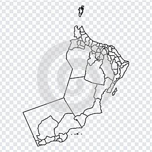 Blank map  of Oman. Districts of Oman map. High detailed vector map Sultanate of Oman on transparent background for your web site