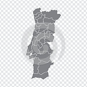 Blank map Portugal. High quality map Portugal with provinces on transparent background for your web site design, logo, app, UI