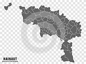 Blank map Province Hainaut of Belgium. High quality map Hainaut with municipalities on transparent background photo