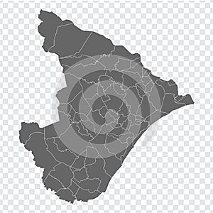 Blank map Sergipe of Brazil. High quality map Sergipe with municipalities on transparent background for your web site design, logo