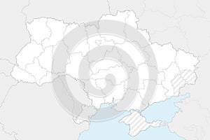 Blank map of Ukraine with regions, administrative divisions and territories claimed by Russia photo