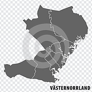 Blank map Vasternorrland County of Sweden. High quality map Vasternorrland County on transparent background photo