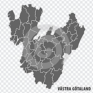 Blank map Vastra Gotaland County  of  Sweden. High quality map Vastra Gotaland County on transparent background for your web site photo
