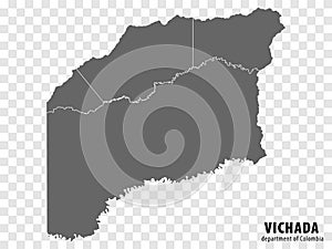Blank map Vichada Department of Colombia. High quality map Vichada with municipalities on transparent background photo