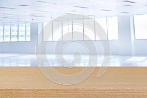 Blank marble table top and Blur of empty modern office space wit