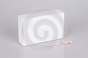Blank medium size medicine from white paper packaging box