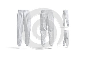 Blank melange sport sweatpants mockup, different views