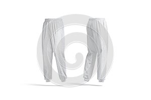 Blank melange sport sweatpants mockup, front and back view