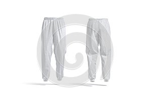 Blank melange sport sweatpants mockup, front and back view photo