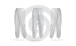 Blank melange sport sweatpants mockup, front and side view