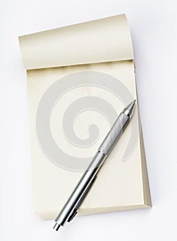 Blank memo pad with pen