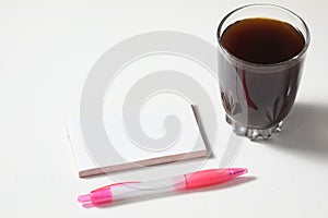 Blank memopad on white background with negative space