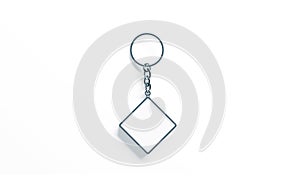 Blank metal rhombus white key chain mock up top view