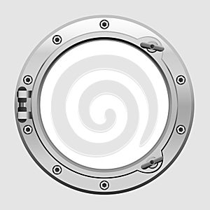 Blank metallic ship porthole.