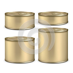 Blank Metallic Tin Can For Canned Food Set Vector