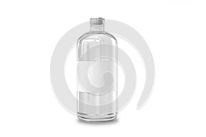 Blank Mineral water glass bottle mockup isolated on white background. Vodka alcohol bottle.