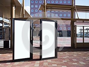 Blank mock up Light Box Template Vertical sign stand outdoor