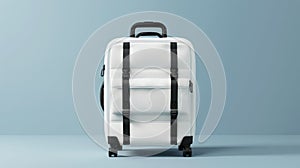 Blank mockup of a compact carryon suitcase with multiple pockets and compartments for organization.