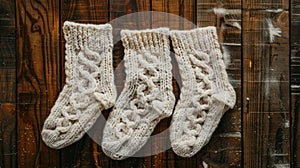 Blank mockup of cozy wool socks in a cable knit design perfect for staying warm and stylish during colder months.