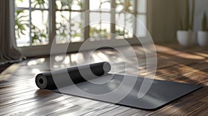 Blank mockup of a highperformance yoga mat with a nonslip texture.