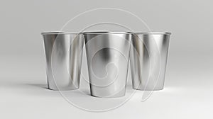 Blank mockup of metallic disposable cups providing a luxurious and attentiongrabbing option for branding photo