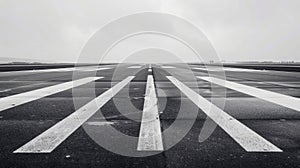 Blank mockup of a minimalist airport runway sign featuring simple black lettering on a white background.