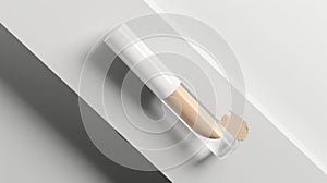 Blank mockup of a minimalist concealer stick with a clear cap and a sleek modern design ideal for covering up blemishes photo