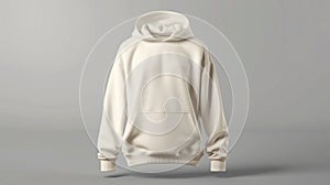 Blank mockup of an oversized offwhite hoodie with a mock neck and side slits.