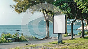 Blank mockup of responsible tourism sign promoting waste reduction and recycling efforts