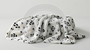 Blank mockup of a soft and cuddly pet blanket featuring a e paw print pattern