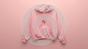 Blank mockup of a soft pink cropped hoodie with a raw edge hem and dropped shoulders.