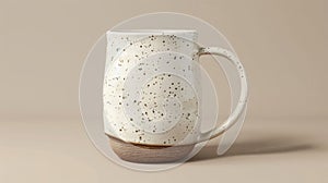 Blank mockup of a speckled stoneware beer mug with a comfortable handle and unique design.